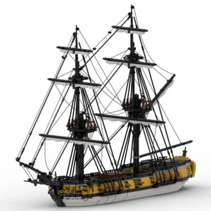 MOC: 14-gun Sloop Rigged Ship with 2 Masts and Interior 3233 Pieces DIY - Picture 1 of 8