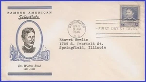 USA3 # 877 ADDR LINPRINT FDC Dr. Walter Reed - Imagen 1 de 1