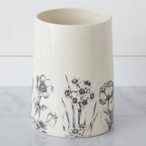 Black and White Botanical Utensil Crock 7" H - Imagen 1 de 2