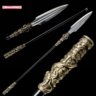 Espada lanza larga china KUNGFU latón dragón accesorios varilla desmontable afilada Y1527 Foto 1 de 4