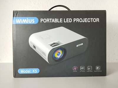 WiMiUS K5 Mini Beamer Portable LED Projector WiFi Bluetooth Full HD 7K Lumen - Bild 1 von 4