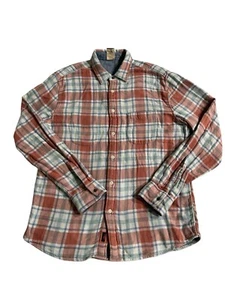 Camisa de franela reversible Faherty azul/salmón a cuadros manga larga para hombre talla grande” - Imagen 1 de 11