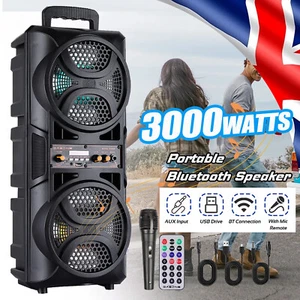 3000W TWS Bluetooth Speaker Loud Party Wireless Outdoor Speakers LED FM AUX Mic - Picture 1 of 14