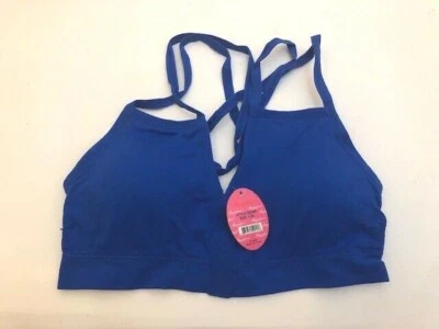 Bralette Angelina Criss espalda cruzada azul talla grande/XL almohadillas extraíbles sin cables Foto 1 de 2