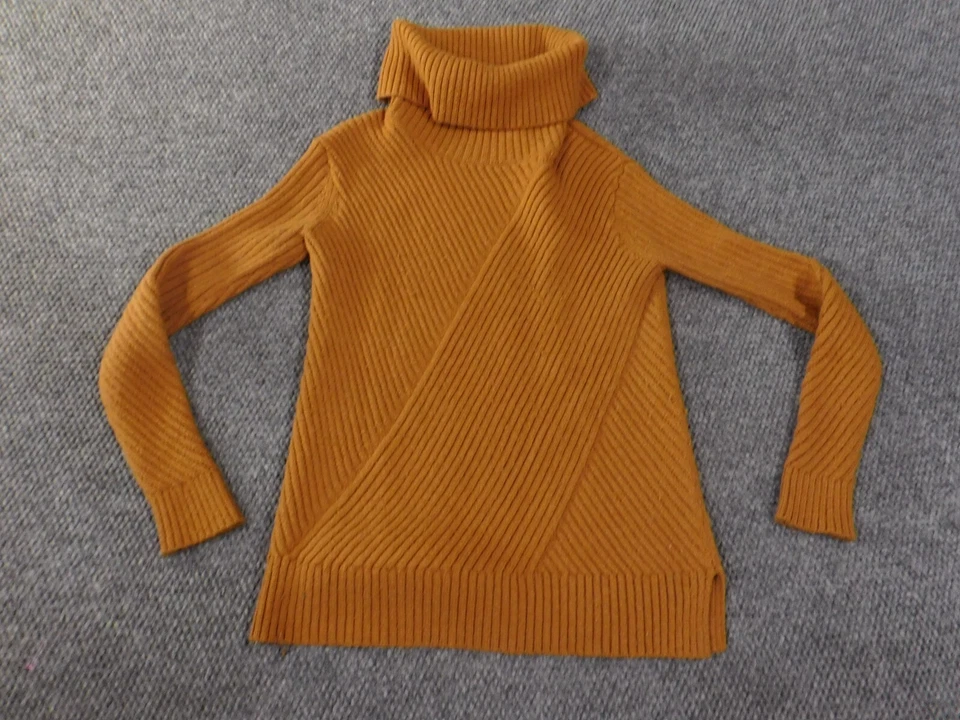 Suéter Ann Taylor XS Marrón Lana Alpaca Cuello Tortuga Tejido Elástico Nylon Geométrico Foto 1 de 4