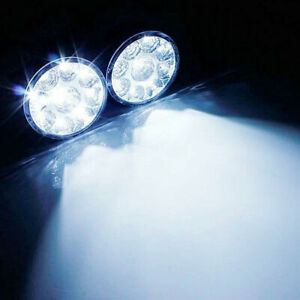 2Pcs 12V 9 LED Round Daytime Running Light Car Fog Day Driving Lamp White DRL