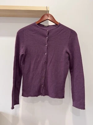 Cárdigan Agnona 100 % cachemir para mujer 10 (44) púrpura abuela tejido ajustado Italia Foto 1 de 4