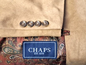 Chaps Ralph Lauren Micro Suede Blazer Jacket Mens Size 48XL Paisley Lined Camel - Picture 1 of 9