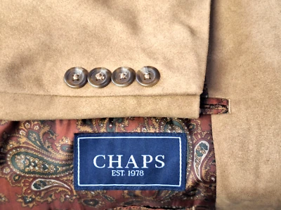 Chaqueta Blazer Chaps Ralph Lauren Micro Gamuza Para Hombre Talla 48XL Cachemira Forrada Camel Foto 1 de 4