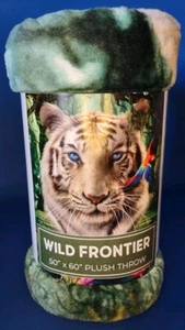 New Wild Frontier Tiger 50" X 60 " Plush Throw Blanket Warm Soft Durable - Picture 1 of 5