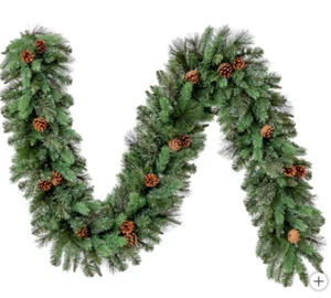 9’ Pre-Lit LED Greenery Garland White / Multi-color LED Lights - Picture 1 of 6