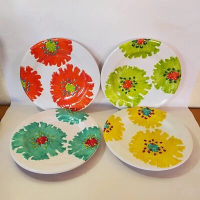 Laurie Gates 8.75" Salad Dessert Plates Set of 4 Melamine Floral Design EUC  - Image 1 of 4