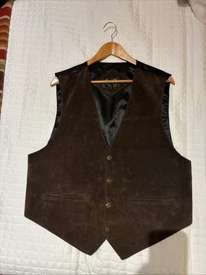 Vintage Scully Western Colete de Couro Camurça Masculino Grande Metal Snaps BOM Usado - Imagem 1 de 4