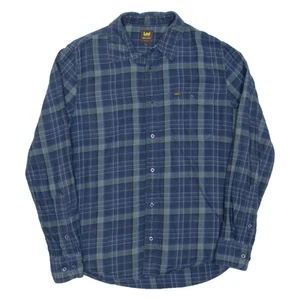 LEE Mens Flannel Shirt Blue Check Long Sleeve M - Picture 1 of 6