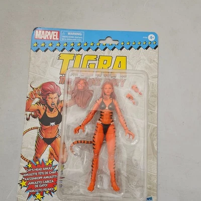 Figura de acción retro de 6 pulgadas con tarjetero Tigra The Feline Fury de Marvel Legends Foto 1 de 3