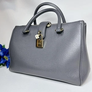 Dolce & Gabbana Hand Bag Tote Purse Leather Gray Authentic - Picture 1 of 24