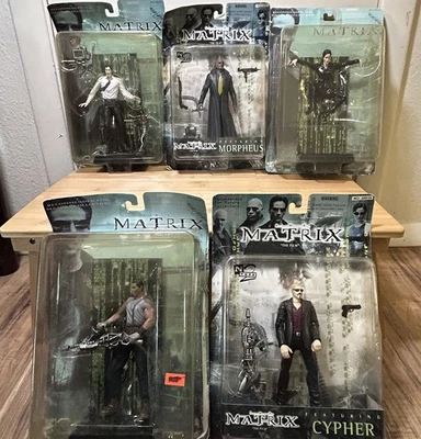 "Lote de 5 figuras The Matrix 6"" vintage N2 WB - Neo, Morfeo, Trinidad, Cifra +" Foto 1 de 4