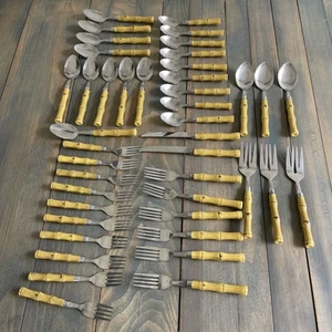43 Piece - Bellamo Bamboo Stainless Flatware Settings Total Pieces (GG) - Imagen 1 de 6