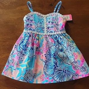 NWT Lilly Pulitzer Girls Mini Haylan Dress Bali Blue Once Upon a Tide 7 - Picture 1 of 1