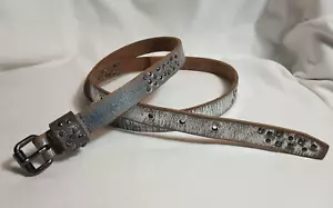Calvin Klein Womens 3/4" Wide Silver Studded Leather Belt #445019 Size L - Picture 1 of 23