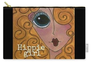HiPPIE Mädchen BoHo inspiriert KUNST Beutel Handtasche 6 x 9,5 Stoff Reißverschluss Orig Design - Bild 1 von 1
