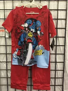 Marvel Kids Captain America 2 Piece Pajama Set Size 8 - Picture 1 of 2