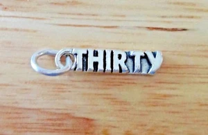 Charm Argento Sterling 18x5mm Numero Dice Trenta o 30 Compleanno - Foto 1 di 3