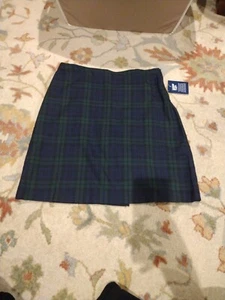 LANDS END School Uniform Top Of Knee Skirt Skort Girls 16 Classic Navy Plaid - Picture 1 of 6
