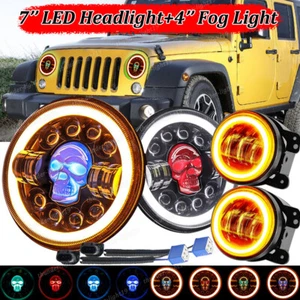 Faros antiniebla LED RGB de 7"" con halo de 4"" para Jeep Wrangler JK JKU 07-18 - Imagen 1 de 12
