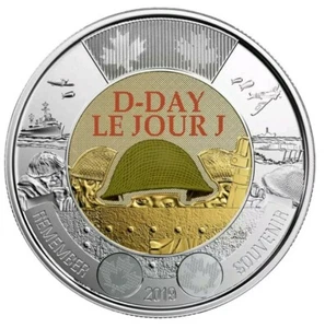 $2 Canadian Toonie 75th Anniversary Coloured D-Day Le Jour J 2019 Souvenir Coin - Picture 1 of 2
