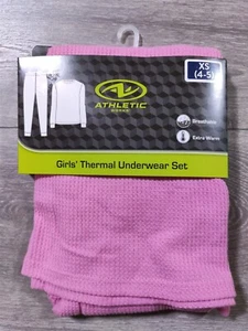 Athletic Works Thermal Underwear Kids X-Small 4-5 Pink Shirt Pant PJ Set Girls - Picture 1 of 4