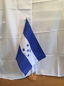 HONDURAS FLOOR STANDING FLAG & WOODEN BASE - Picture 1 of 1