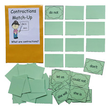 Educational Literacy Center Learning Resource Game Contractions Match-Up