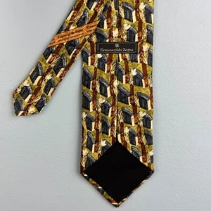 Ermenegildo Zegna Silk 4" Necktie Tie Multicolor Geometric Fall Floral Designer - Picture 1 of 4