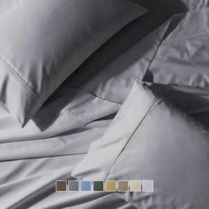 Luxury Wrinkle Free Bed Sheet Set 650 Thread Count Cotton Blend Solid Sateen  - Picture 1 of 9