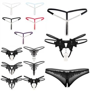 UK Women Stretchy Pearls Intimate Massage Chains G-string T-back Thongs Panties - Picture 1 of 113