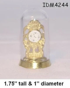 OROLOGIO A MANTELLO IN CUPOLA DI VETRO SCALA 1:12 CASA DELLE BAMBOLE MINIATURE - Foto 1 di 1