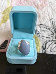 JUEGO DE BISEL DE PIEDRA AZUL GRANDE 0,925 ANILLO DE DISEÑO = TAMAÑO 7 = 9,13 GRAMOS - Imagen 1 de 6