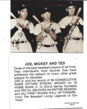 JOE, MICKEY, TED  Sports Stars USA 1993/94  TWO CARDS
