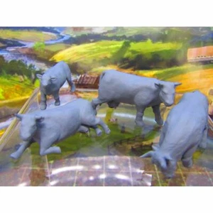 4pc Cows Cattle Farm Animals LIvestock Mini Miniature 3D Printed Figure Model - Picture 1 of 5