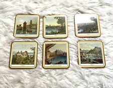 Pimpernel Vintage Classic Swiss Cities Cork Backed Coasters Set of Six with Box