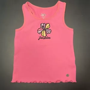 JUSTICE Girl’s Pink Tank Top With Flower Design Size Extra Small Size 5/6 - Picture 1 of 15