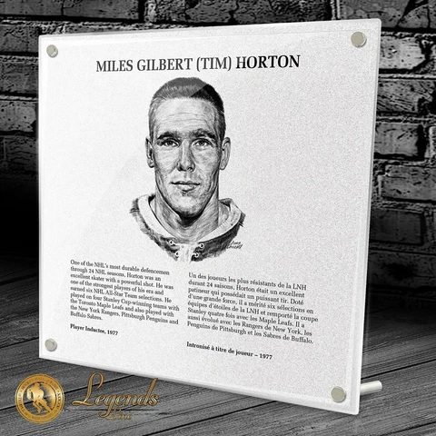 NHL Legends HOF 9x9" Plaque - Tim Horton Cover