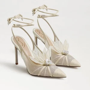 Sam Edelman Women's Aura Ivory Tulle Lace Up Stiletto Heels NW/OB 8M - Imagen 1 de 5