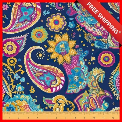 Boho Paisley Upholstery Fabric - 1 Yard, Waterproof Decorative Floral Material - Image 1 of 4