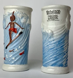 Vintage Trader Dick's/Ascuaga's Nugget Topless Surfer Ceramic Tiki Mug Set of 2 - Picture 1 of 8