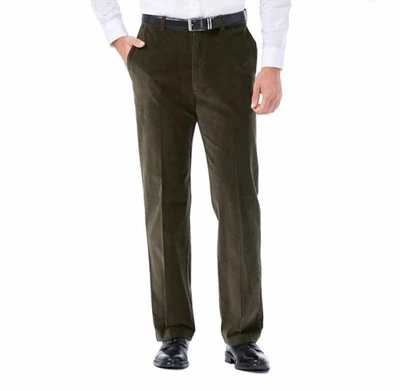 Мужские прямые эластичные зеленые вельветовые китайские брюки Haggar 40 x 32 ADJ талия - Изображение 1 из 4