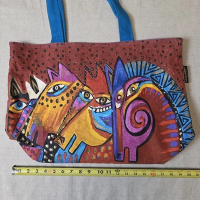 Bolso de Hombro Laurel Burch Tres Caballos Caballos XL, Lona 20x15x5 pulgadas Foto 1 de 4