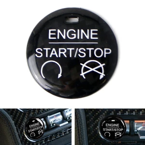 Black Carbon Fiber Keyless Engine Push Start Button Cover For Ford Mustang 15-23 - Picture 1 of 9