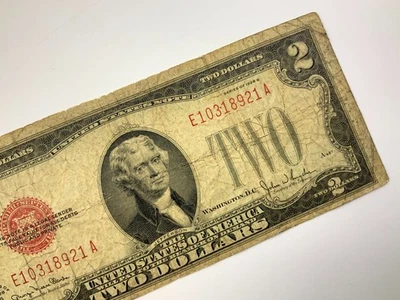 1928 G United States 2 Dollars Circulated Banknote Red Seal Left II738 - Image 1 of 4